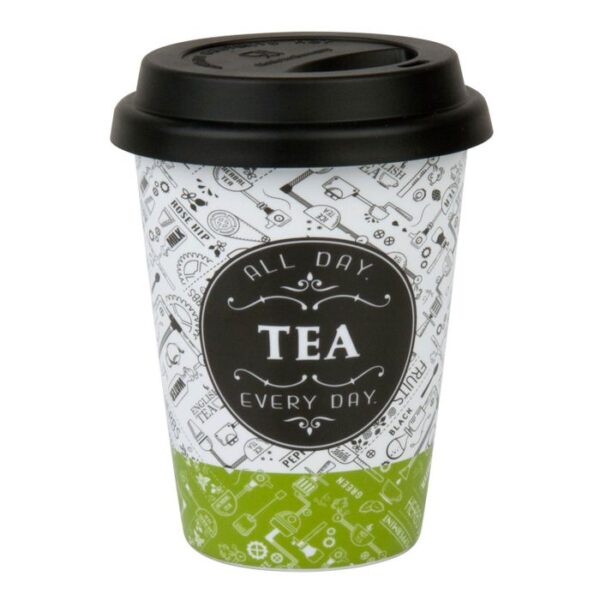 ماگ Tea با درب مشکی